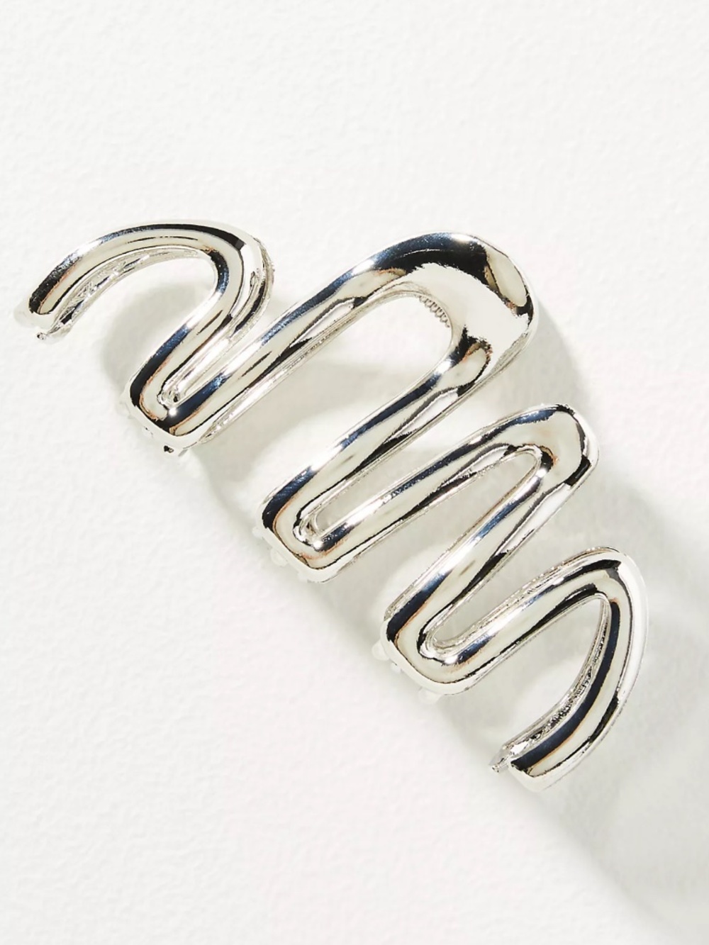 Anthropologie Squiggle Hair Claw Clip Silver Metal 5" Statement Hair Accessory